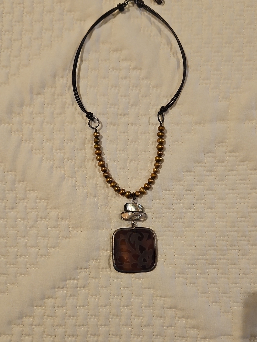 Silpada brown Shell  Pendant Necklace with Metallic Beads